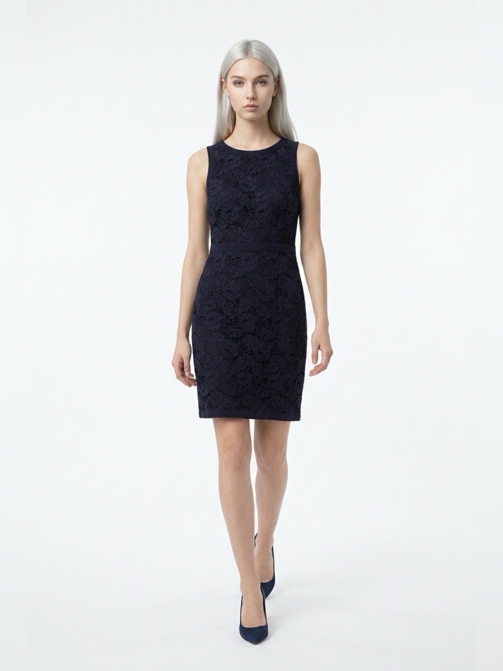 Ann Taylor Navy Lace Sheath Dress